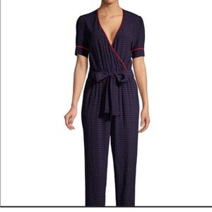 Draper James Surplice dotted jumpsuit with tie belt size small